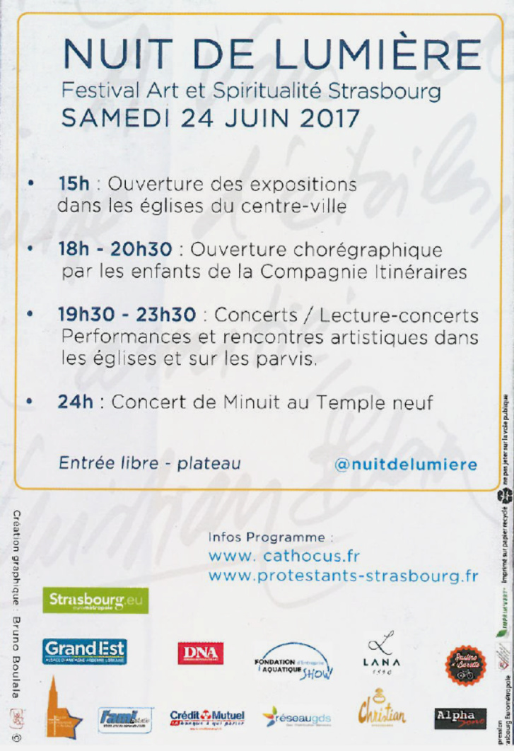 Samedi 24 juin 2017 - Nuit de Lumière  dans les paroisses catholiques et protestantes