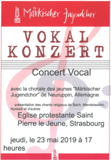 Concert du 23 mai à 17h : Chorale des Jeunes de Neuruppin Concert du 23 mai à 17h : Chorale des Jeunes de Neuruppin