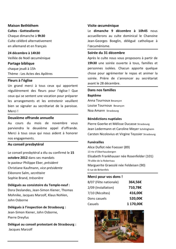 Bulletin paroissial novembre - decembre 2012