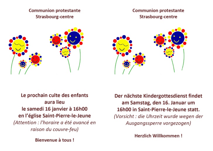 Culte pour les enfants - samedi 16 janvier 2021