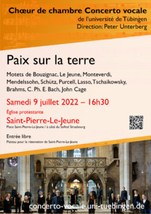 Concert de l'Ensemble vocal de l'Université de Tübingen - Samedi 9 juillet 2022