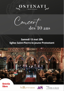 Samedi 13 mai 2023 - Concert de l'Ensemble vocal Ostinati Samedi 13 mai 2023 - Concert de l'Ensemble vocal Ostinati
