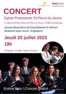 Concert des musiciens du King Edwards VI School - Jeudi 20 juillet 2023 Concert des musiciens du King Edwards VI School - Jeudi 20 juillet 2023