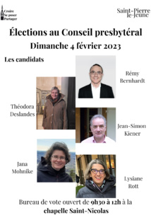 Élections au Conseil presbytéral - Dimanche 4 février 2024 Élections au Conseil presbytéral - Dimanche 4 février 2024