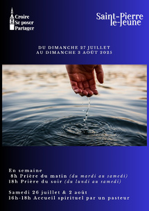 Semaine paroissiale - Du vendredi 25 juillet au dimanche 3 août 2025 Semaine paroissiale - Du vendredi 25 juillet au dimanche 3 août 2025