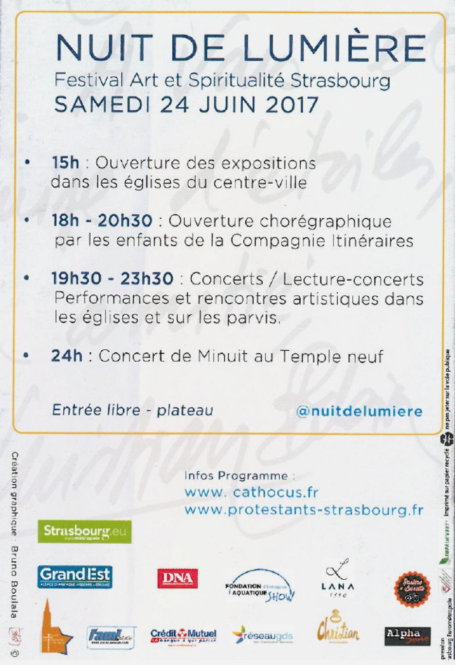 Samedi 24 juin 2017 - Nuit de Lumière  dans les paroisses catholiques et protestantes