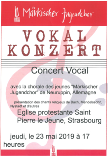 Concert du 23 mai à 17h : Chorale des Jeunes de Neuruppin
