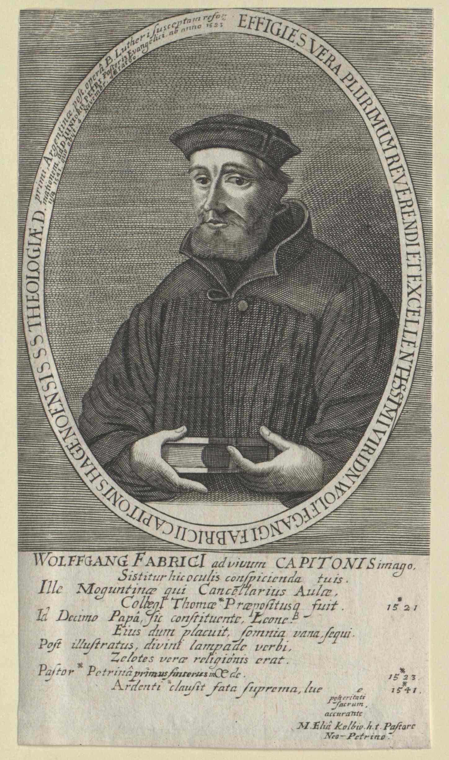 Wolfgang Capito est mort le 4 novembre 1541, il y a 480 ans