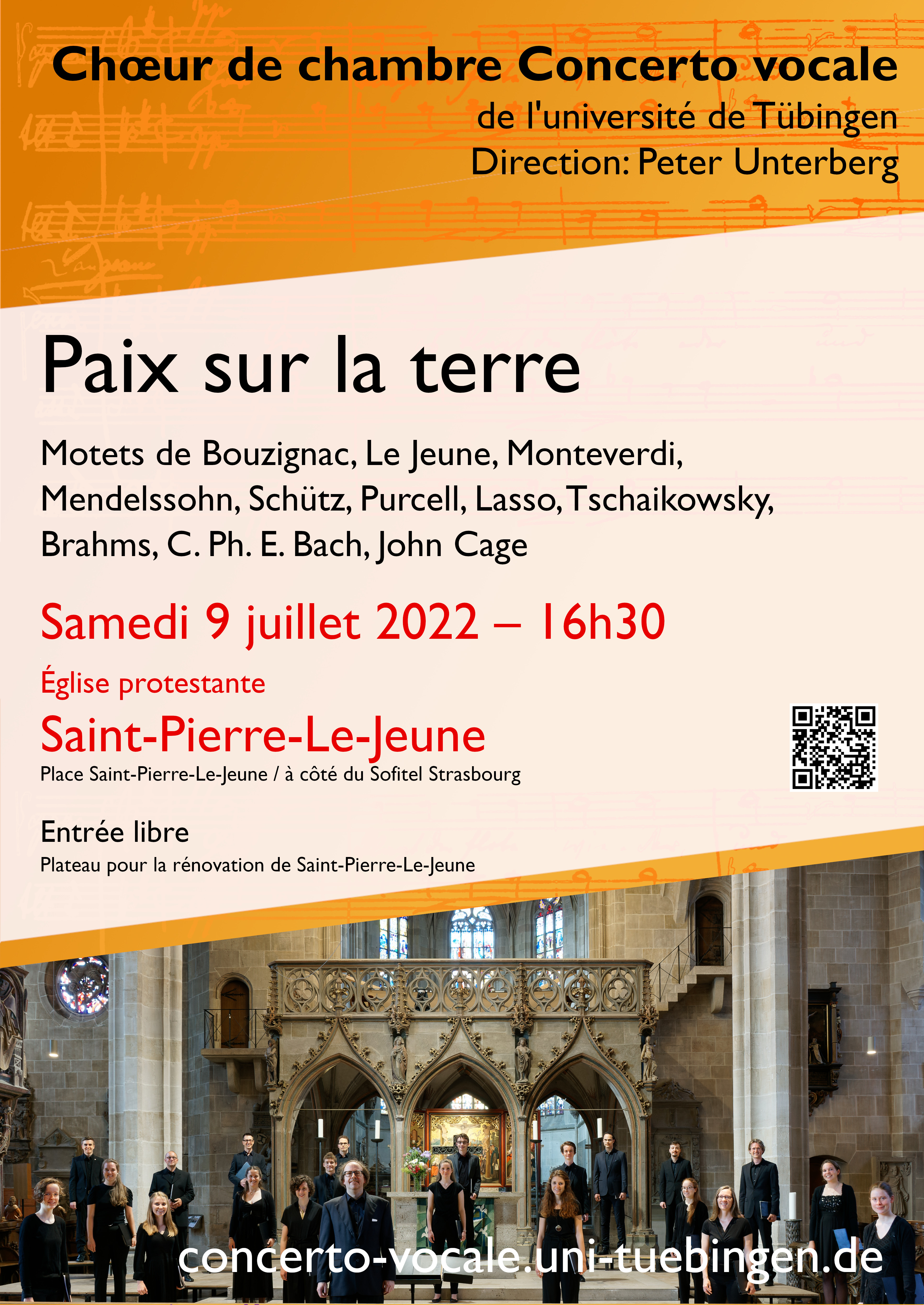 Concert de l'Ensemble vocal de l'Université de Tübingen - Samedi 9 juillet 2022